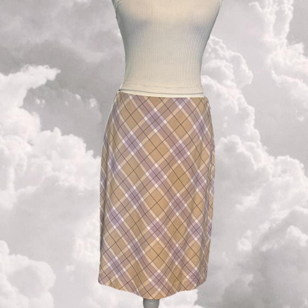 Ann Taylor pastel plaid knee length skirt size 6